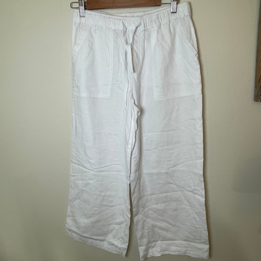 Casa Cabana Women's Linen Blend Pull on White Capris‎ Size Small - Picture 2 of 12